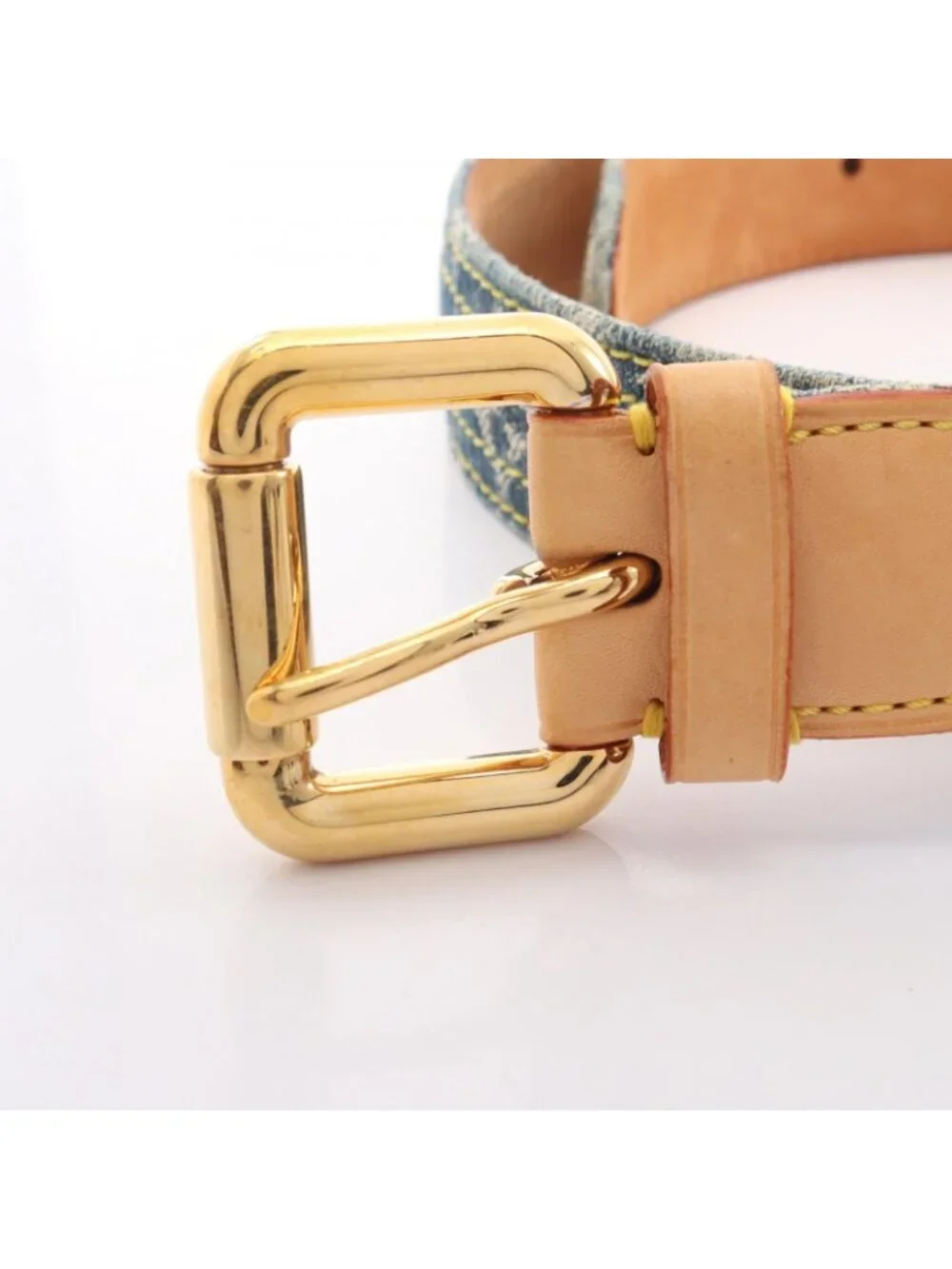 Louis Vuitton Belt Ceinture Monogram Denim Gold